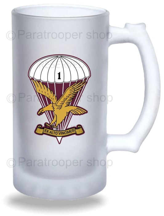 1 Parachute Battalion Frosted Glass Beer Mug: FGlassB1pbn