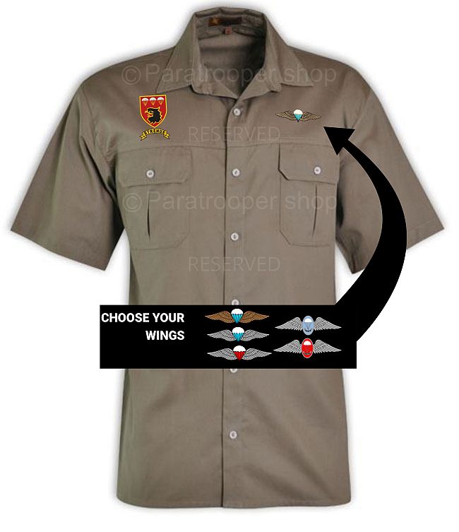 3 Parachute Battalion Bush Shirt, choose your wings - BUSH 3 PBN W Paratrooper Shop