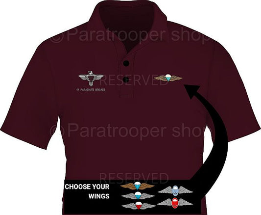 44 Parachute Brigade Golf shirt. Choose your wings- 44 ParaBrig GW Paratrooper Shop