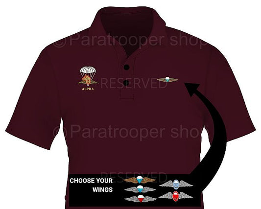 Alpha Company Golf shirt. Choose your wings- Alpha GW Paratrooper Shop