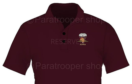 Alpha Company Maroon Golf Shirt - Alpha GBAT-01 Paratrooper Shop