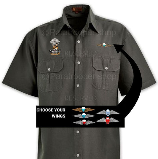 Charlie Company Bush Shirt, choose your wings - BUSH-01 ChW Paratrooper Shop