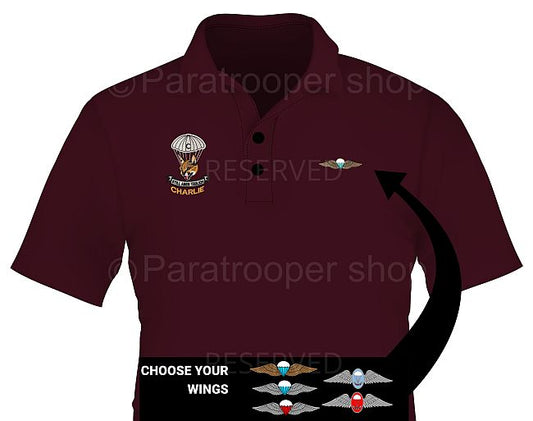 Charlie Company Golf shirt. Choose your wings- Charlie GW Paratrooper Shop
