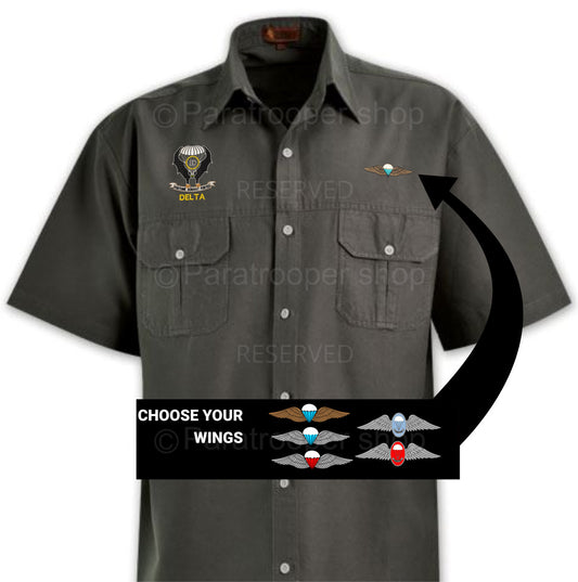 Delta Company Bush Shirt, choose your wings - BUSH-01 DW Paratrooper Shop