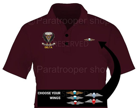 Delta Company Golf shirt. Choose your wings- Delta GW Paratrooper Shop