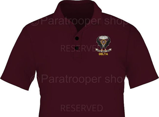 Delta Company Maroon Golf Shirt - Delta GBAT-01 Paratrooper Shop