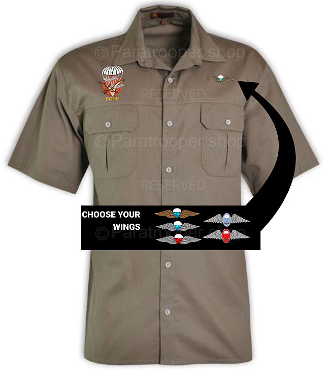 Echo Company Bush Shirt, choose your wings - BUSH-01 EW Paratrooper Shop
