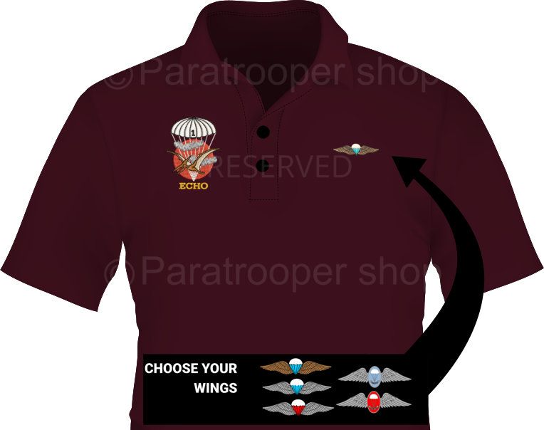 Echo Company Golf shirt. Choose your wings- Echo GW Paratrooper Shop