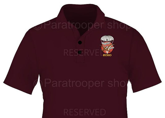 Echo Company Maroon Golf Shirt - Echo GBAT-01 Paratrooper Shop