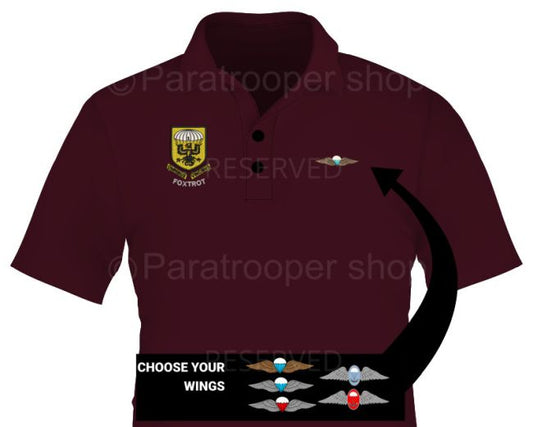 Foxtrot Company Golf shirt. Choose your wings- Foxtrot GW Paratrooper Shop
