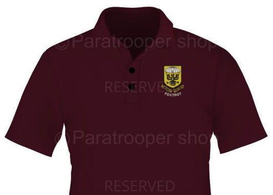 Foxtrot Company Maroon Golf Shirt - Foxtrot GBAT-01 Paratrooper Shop
