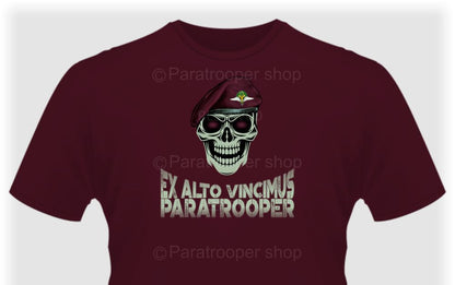Skull Paratrooper Maroon T-Shirt - Custom TEE-107 Paratrooper Shop