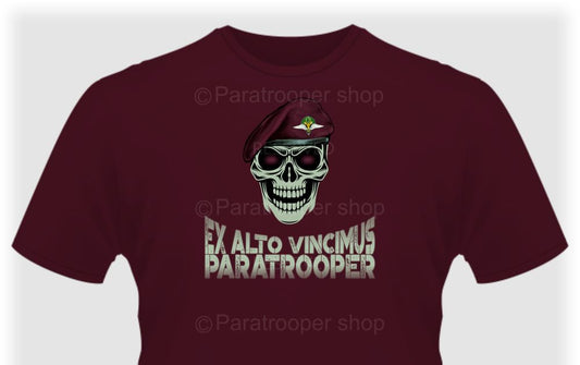 Skull Paratrooper Maroon T-Shirt - Custom TEE-107 Paratrooper Shop