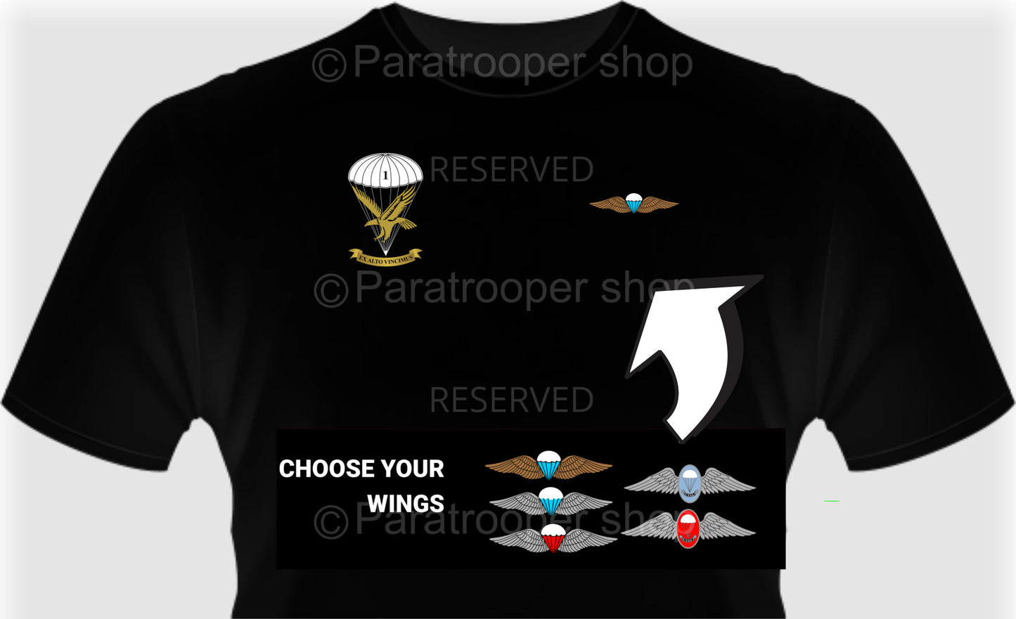 TEE-41 T-Shirt 1 Parachute Battalion with Wings - 1 PBN Paratrooper Shop