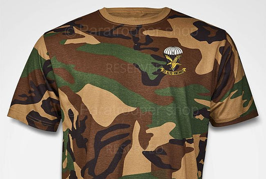Woodland Camo T-shirt with Embroidery - 1 PBN camo tee Paratrooper Shop