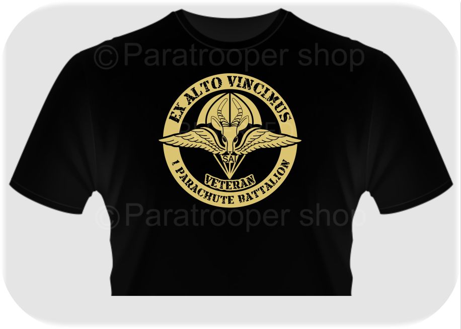 TEE-66 Gold Moth Disk Black Tee - Custom T-Shirt Paratrooper Shop